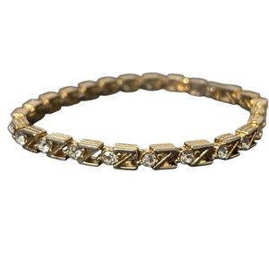 VINTAGE BRACELET GOLD TONE Z LINK TENNIS BRACELET FAUX DIAMONDS